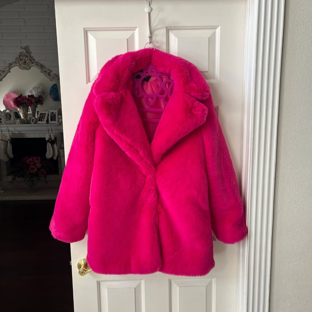 Hot Pink Talie Faux Fur Coat – Size M | Barbiecore | Statement Winter Coat